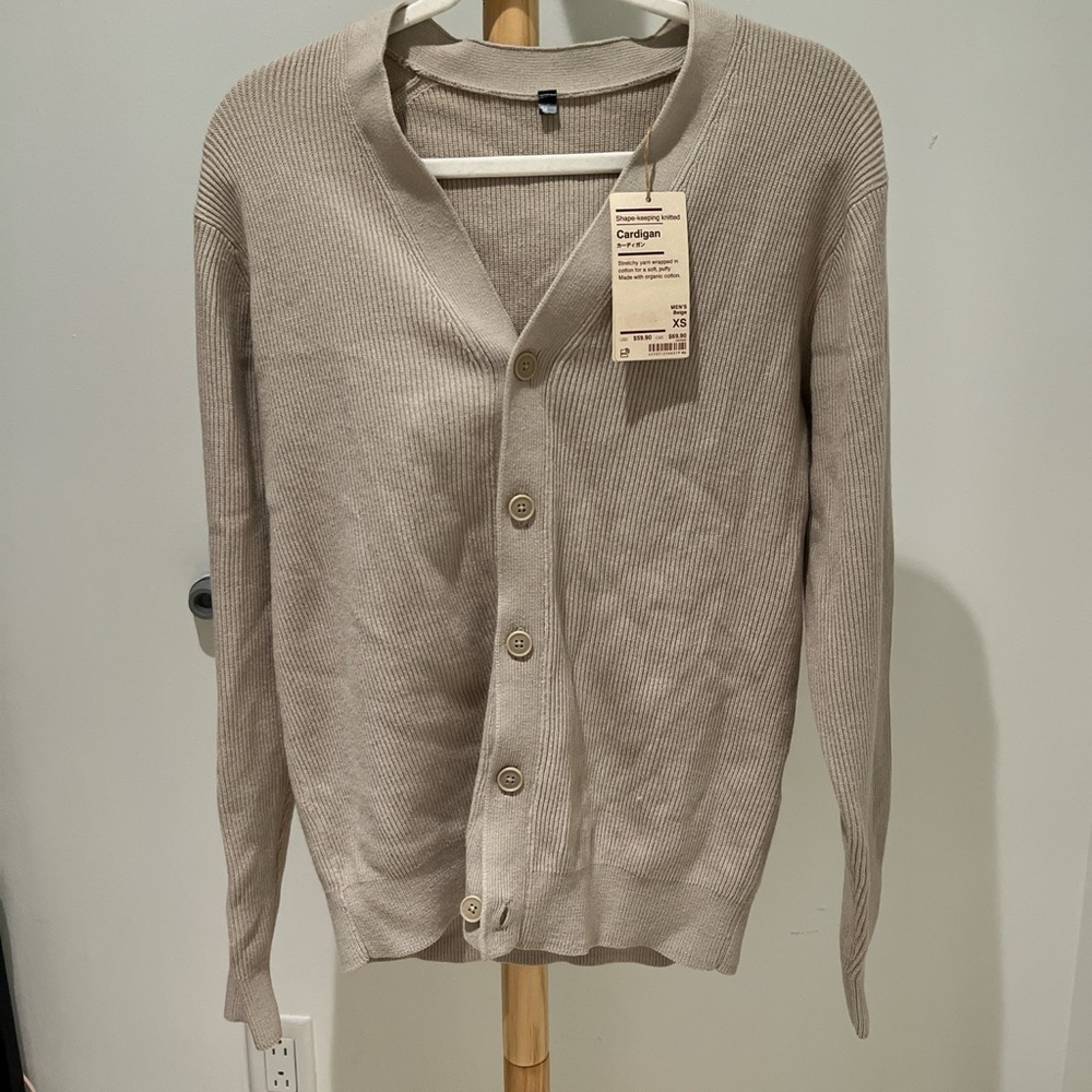 Muji Shape-keeping Knitted Cardigan in Beige